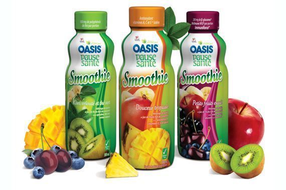 Des bouteilles de jus Oasis.