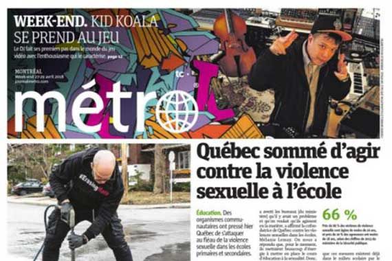 Une édition du Journal Métro.