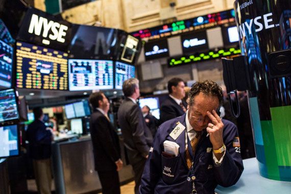 Courtier inquiet au New York Stock Exchange.