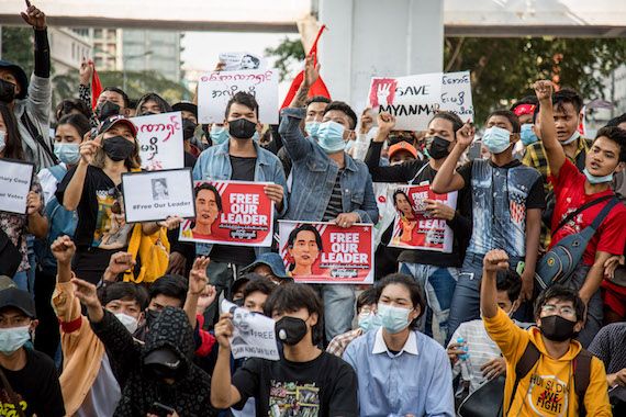 Une manifestation au Myanmar