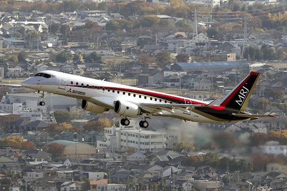 Un vol d'essai de l'appareil Mitsubishi MRJ.