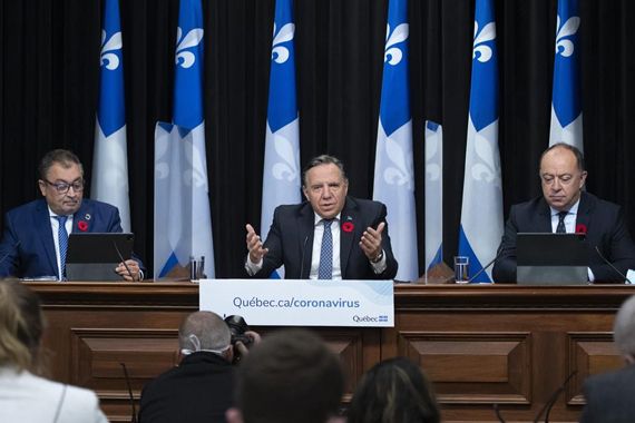 Horacio Arruda, François Legault et Christian Dubé