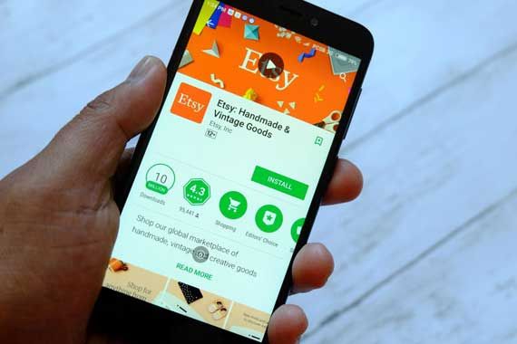 L'application Etsy sur l'écran d'un téléphone intelligent.