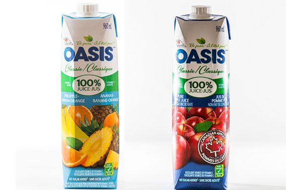 Des boîtes de carton contenant du jus de fruits